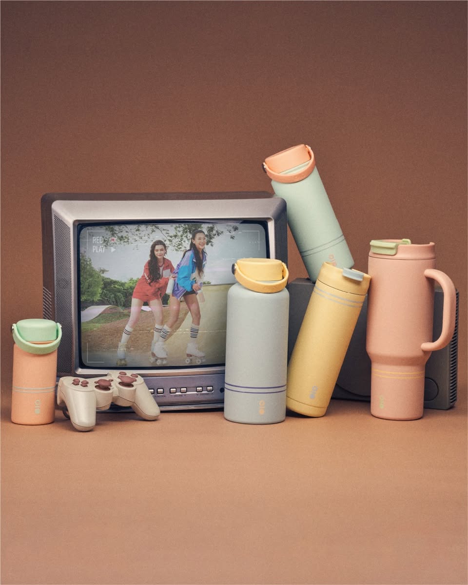 Hydration bottles and lip care items for a day out