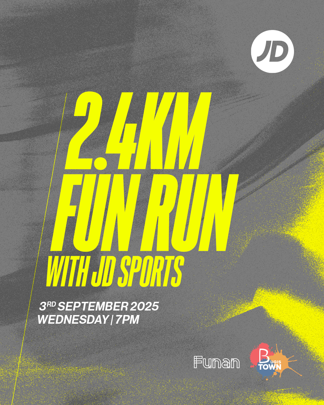 Runners participating in a fun run event, reminiscent of school sports days.