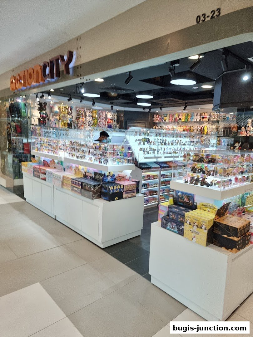 ActionCity Bugis Junction shop interior filled with collectible toys and figures.
