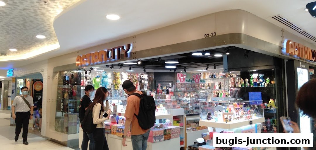 ActionCity Bugis Junction shop interior filled with collectible toys and figures.