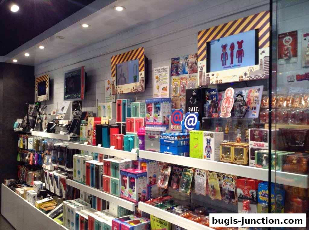 A retail store interior showcasing shelves filled with various collectible toys and accessories.