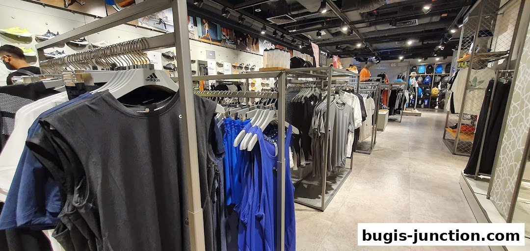 Interior view of an Adidas Performance Store showcasing athletic apparel and footwear.