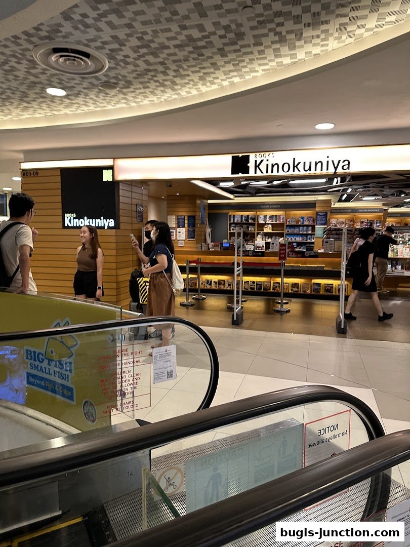 People are seen entering the Books Kinokuniya store at Bugis Junction.
