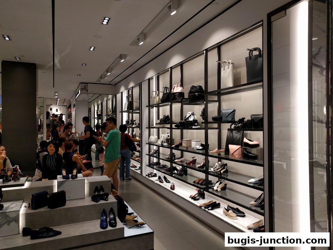 Interior view of a Charles & Keith store showcasing a wide selection of shoes and handbags.
