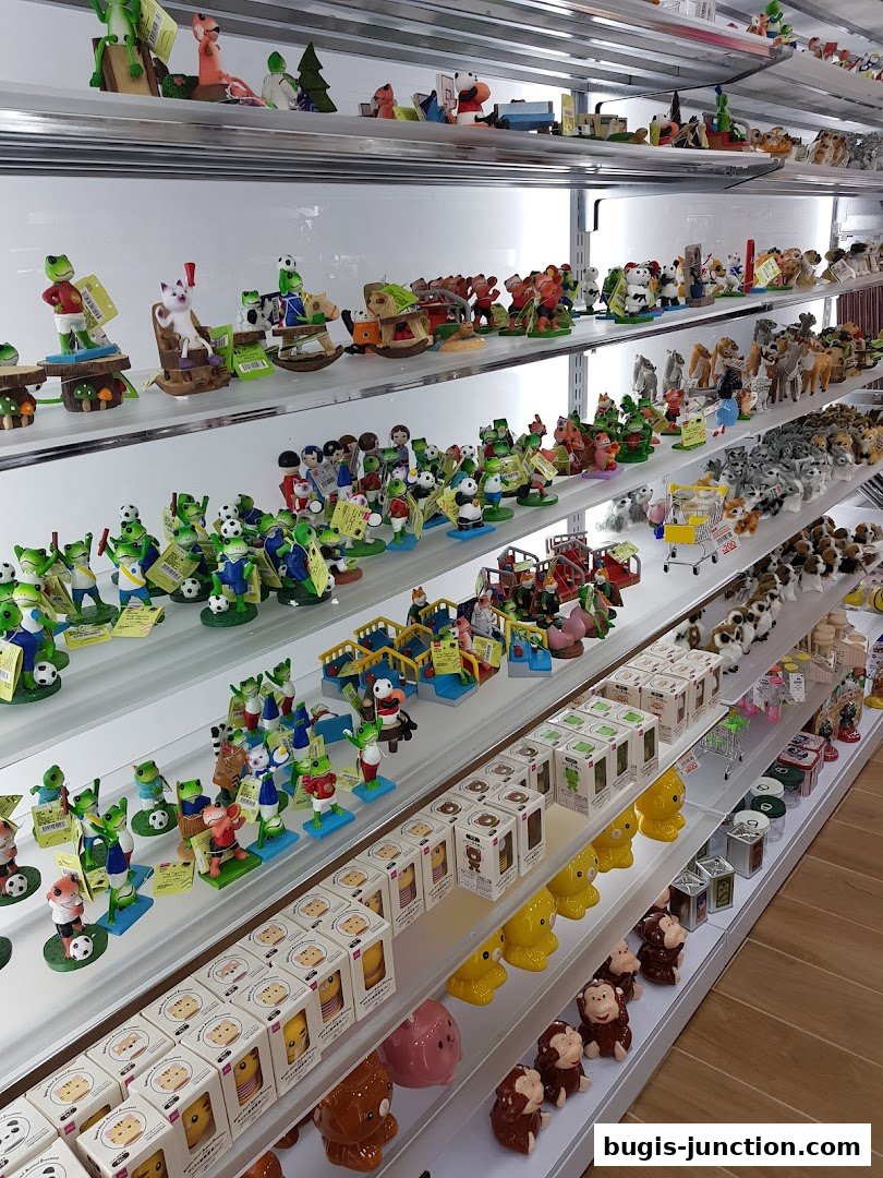 Shelves filled with various cute figurines, toys, and novelty items.