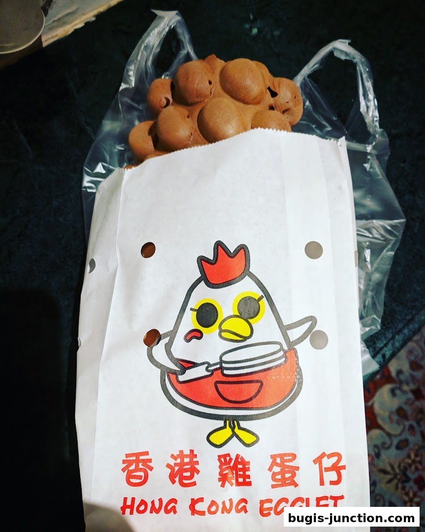 A bag of Hong Kong Egglets with a cute chicken logo.