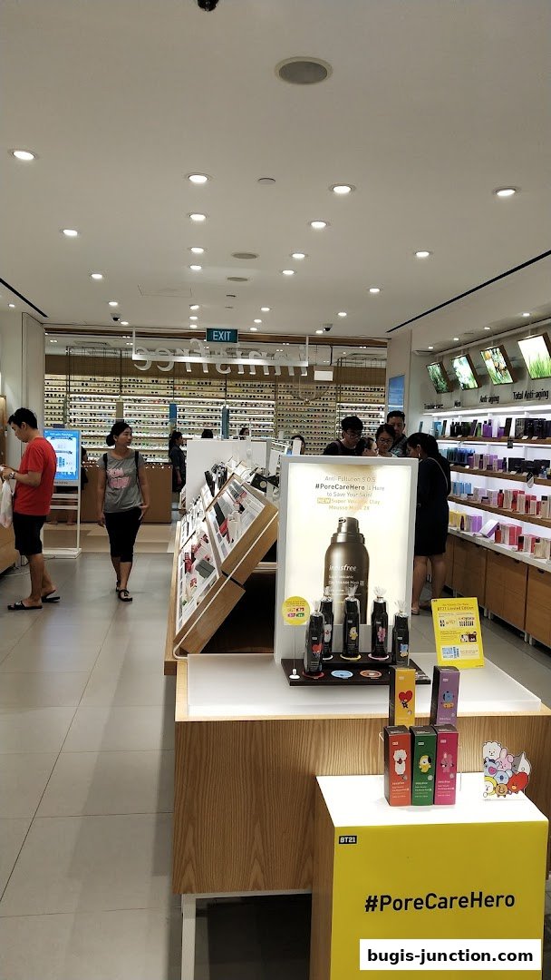Interior view of an Innisfree store showcasing skincare products and displays.