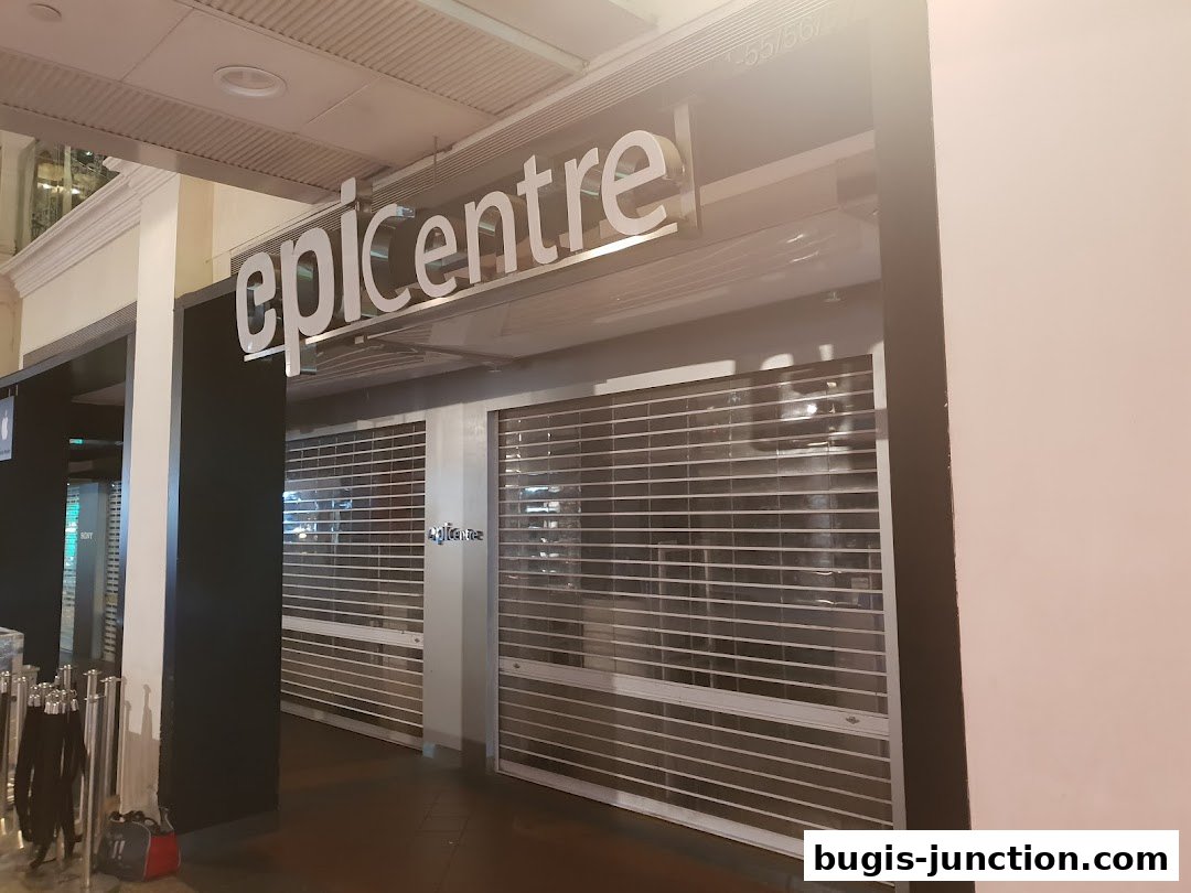 The closed Epicentre store with its roller shutters down.