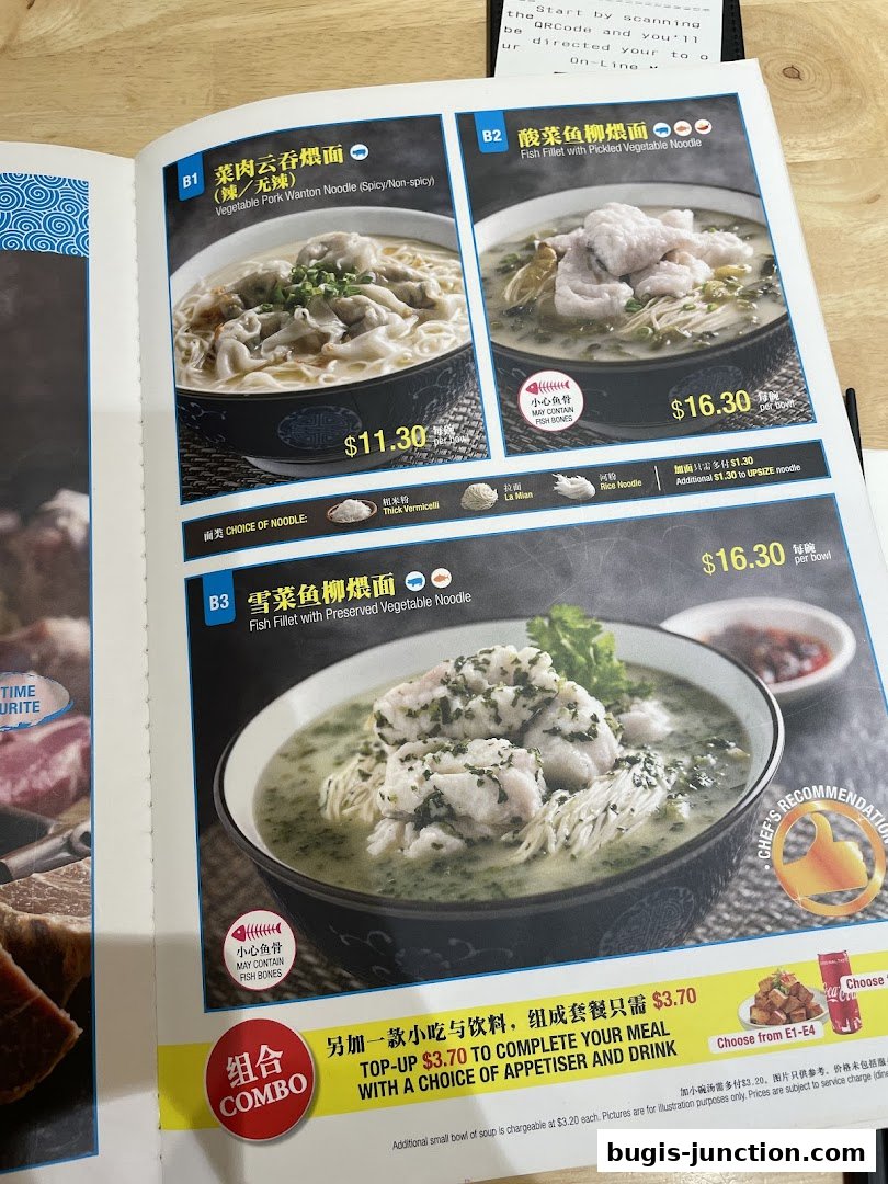 A menu from LeNu Chef Wais Noodle Bar featuring noodle dishes with prices and descriptions.