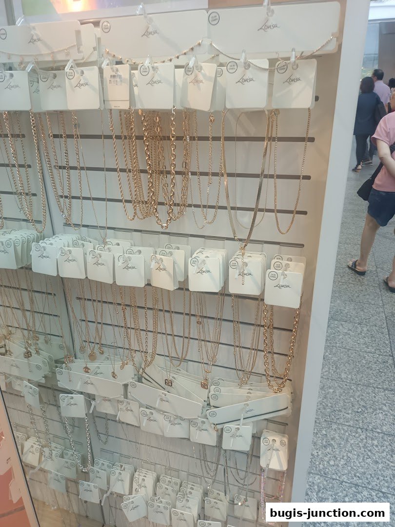 A display of various necklaces in different styles and lengths at Lovisa.