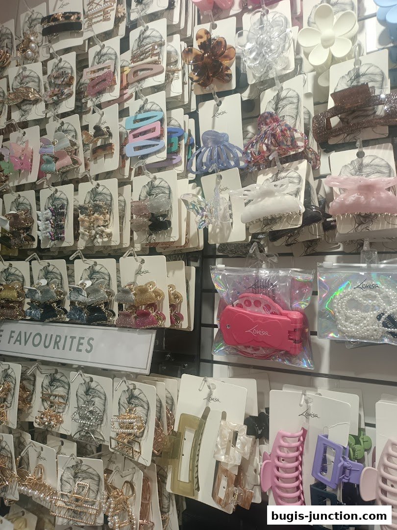 A wall display of various hair clips and accessories from Lovisa.