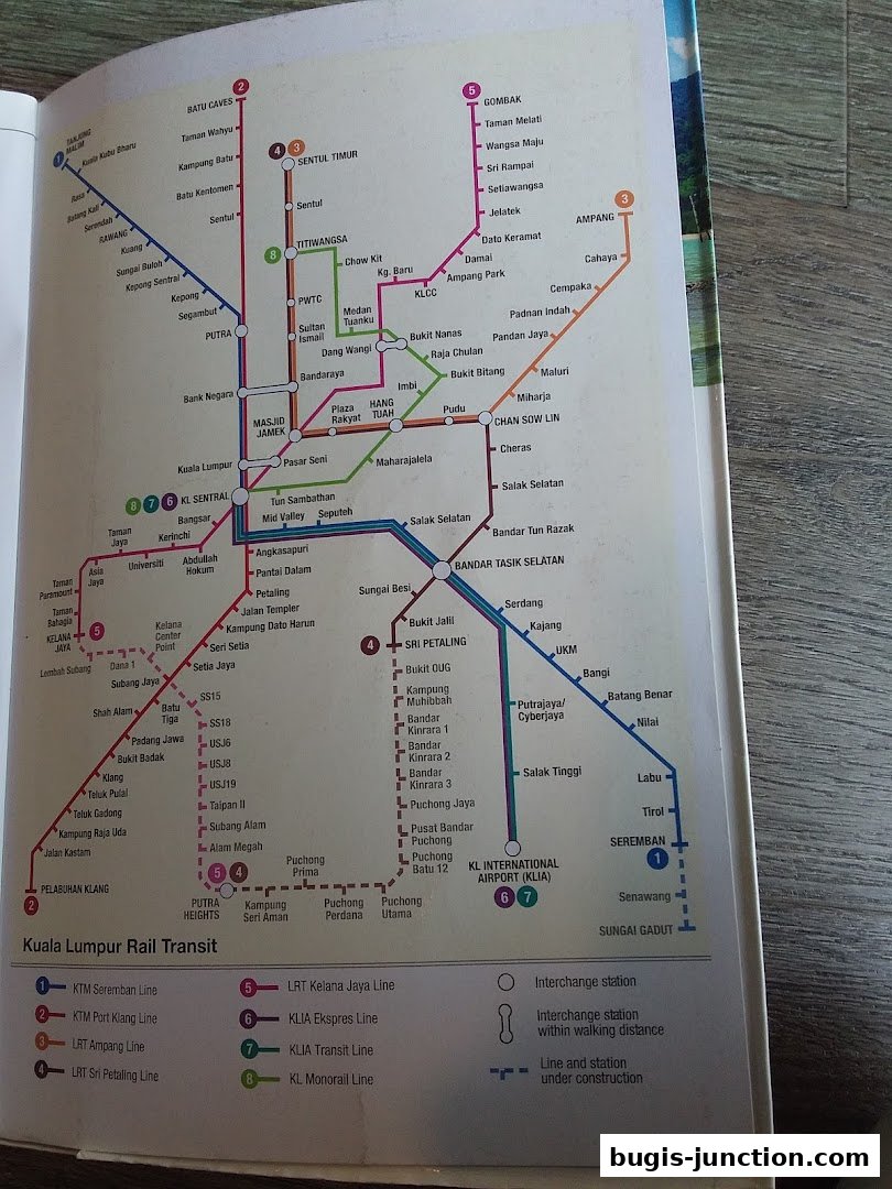 A map of the Kuala Lumpur Rail Transit system with various lines and stations.