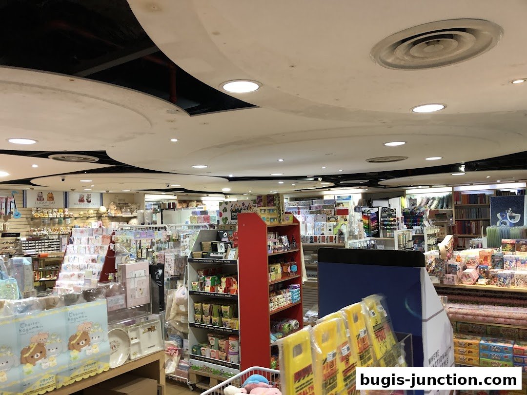 Interior view of a well-stocked stationery and gift shop with various merchandise on display.