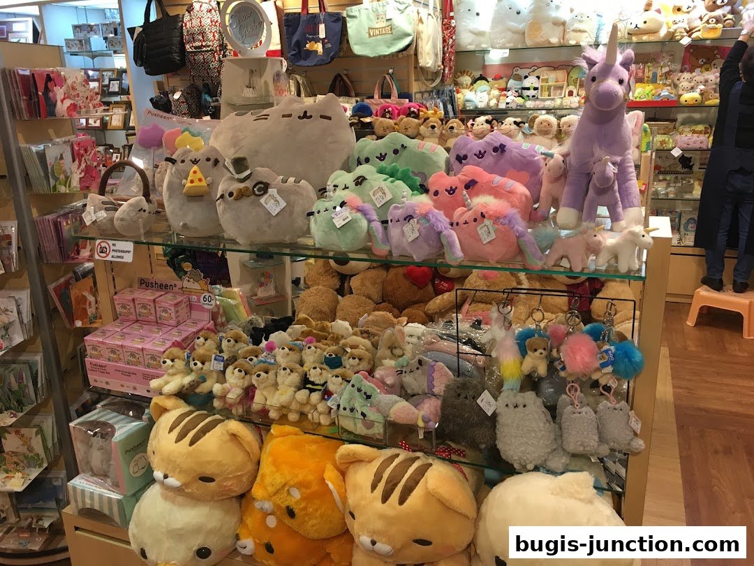 A wide variety of plush toys, stationery, and gifts, featuring popular characters like Pusheen.