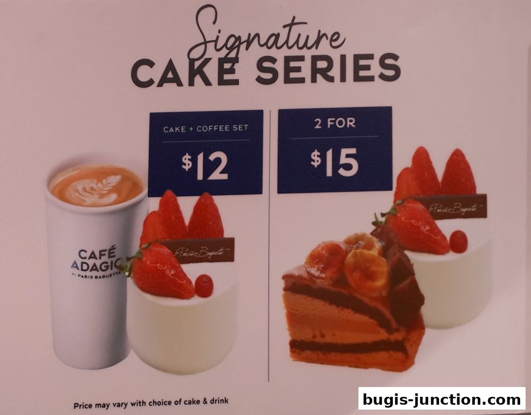 Paris Baguette Signature Cake Series with coffee set and 2 for $15 deal.