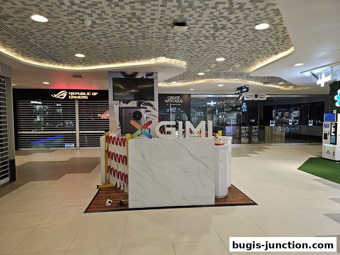 The ROG Experience Store entrance with a temporary barrier and a display counter.