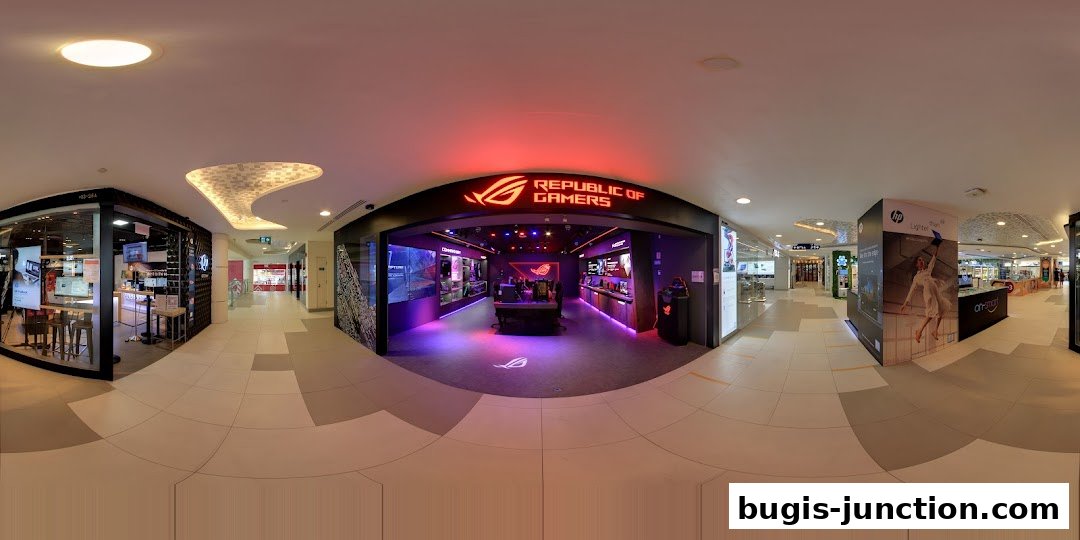 Interior view of the ROG Experience Store, showcasing gaming products and displays.