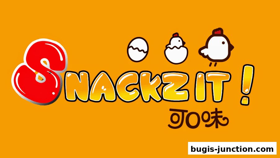 The Snackz It! logo features a playful design with cartoon chickens and eggs.