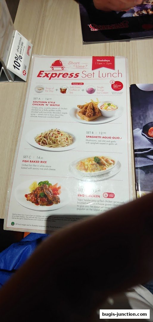 A menu for Swensen's Express Set Lunch featuring various meal options.