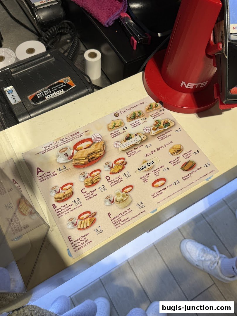 A menu from Ya Kun Kaya Toast featuring value set meals and toastwiches.